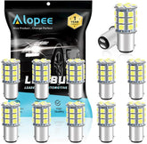 12-Pack BA15D 1142 Bright White LED Light 12V-DC, 5050 27 SMD Car Replacement For Interior RV Camper Lighting Marine Boat Turn Signal Light Lamps Tail BackUp Bulbs